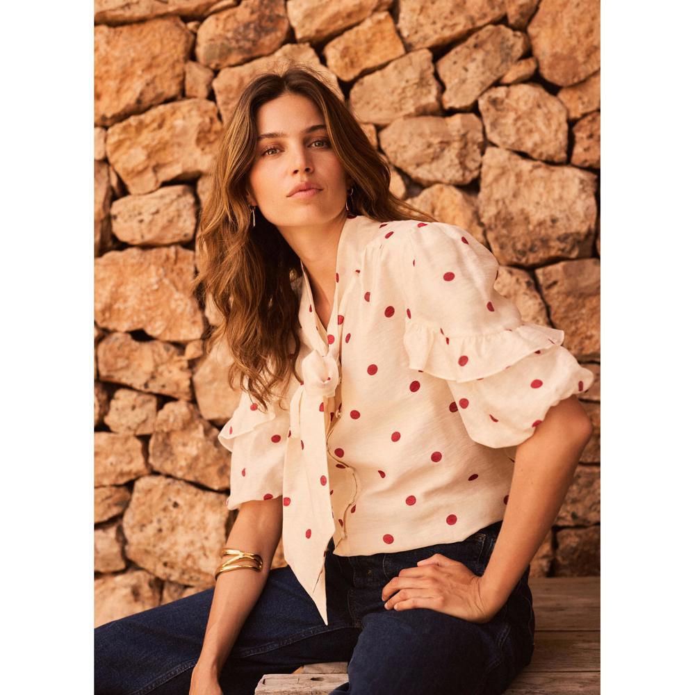 Mint Velvet Cream Polka Dot Blouse